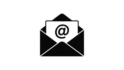 Email envelope with at symbol icon representing digital communication, message sending, contact mail service and internet correspondence