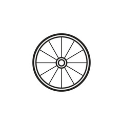 Fototapeta premium Simple black and white illustration of a wheel with spokes.