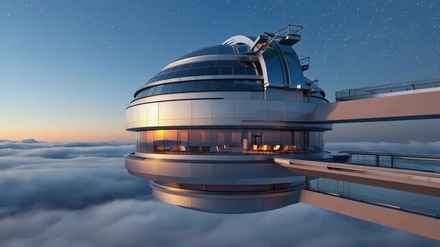 Cinematic futuristic architecture and visionary megastructures in atmospheric landscape