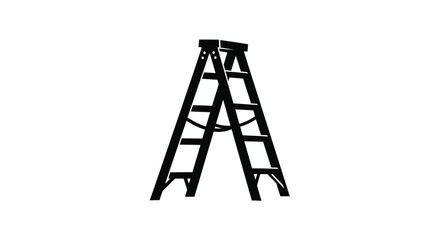 A black ladder stands on a white background a simple silhouette © SHM707k