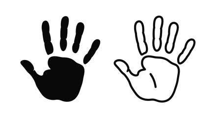 Fototapeta premium Two contrasting handprints one solid and one outlined silhouette