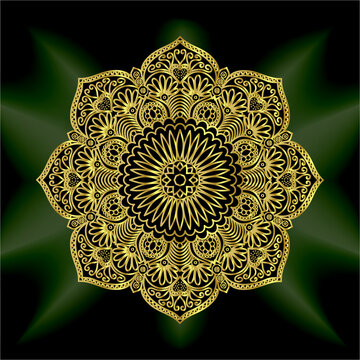 gold mandala mantra om. Indian pattern decorative vector element