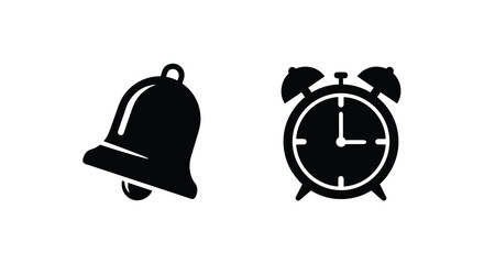 Fototapeta premium A black bell and classic alarm clock depicted in a striking silhouette