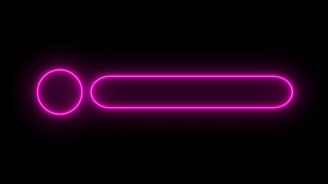 glowing neon Lower third title bar icon isolated on black background, name plate banner icon, text bar reveal, professional broadcast title strip. Suitable for content information and broadcasting.