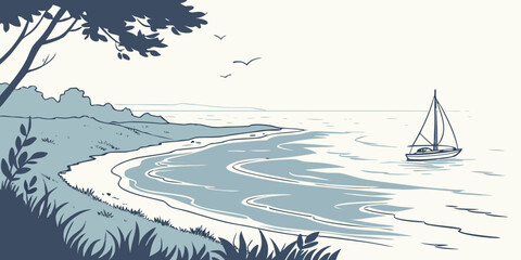 A majestic sailing ship navigates through a stormy sea under a dark and cloudy sky Vector © Akshay