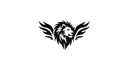 Obraz premium Winged lion emblem graphic element in black and white for design concept
