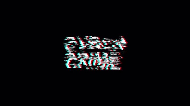 cyber crime warning alert screen loop blinking glitch error animation. cyber crime attacks. concept of system error security, hacking alert on black background in 4Kn animation