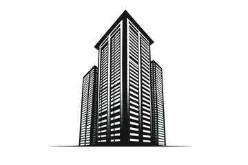 Fototapeta premium Modern towering skyscrapers illustration against white background