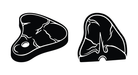 Two cuts of beef meat presented as a striking black silhouette © MK2.00