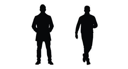Two men in formal wear stand side by side a striking silhouette © MK2.00