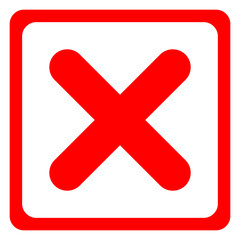 Obraz premium Red Cross Mark Icon in Square Frame | Cancel Delete and Error Symbol for Interface Design