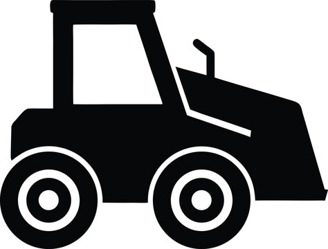skid steer loader silhouette vector art illustration, black and white design