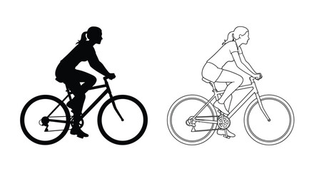 Two bicycle riders depicted in contrasting styles a striking silhouette © MK2.00