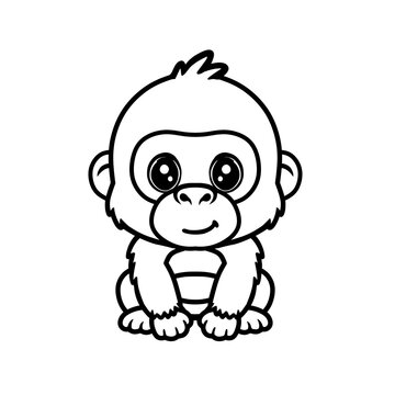 
cute gorilla icon vector