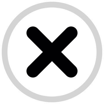 Black cross mark in circle isolated on white background.