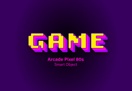 Arcade 3D Neon Pixel 80s Text Effect