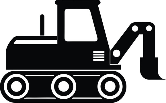 trencher machine silhouette vector art illustration, black and white design