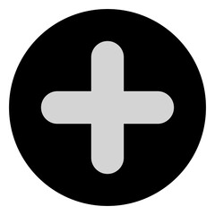 Obraz premium Plus Symbol Icon in Black Circle – Add and Create New Button for User Interface