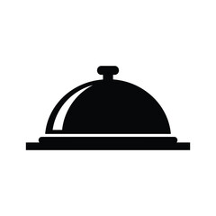 Fototapeta premium Black Silhouette Icon of Food Serving Dish Cloche Isolated on White Background