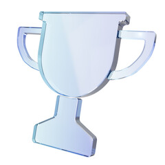 Holographic glass trophy icon floating on transparent png background. winner victory championship sport game tournament. 3d render © N ON NE ON