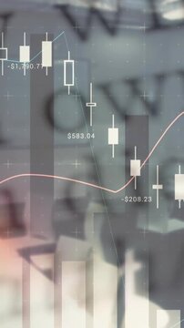 Vertical video: On start chart overlay sliding over blurred wall, candles pulsing, showing trends