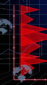 Vertical video: Red triangle appearing, vertical red peaks forming and pulsing to show trends