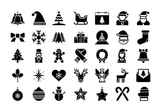 Christmas Silhouettes Icons Set