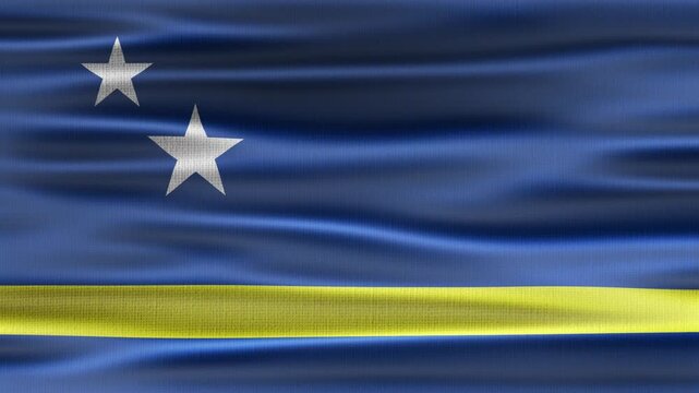 Curacao flag waving in the wind with high quality fabric texture