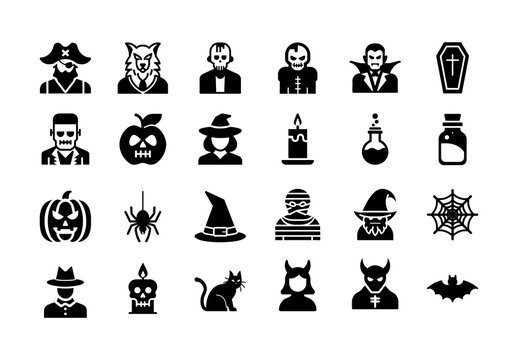 Halloween Silhouettes Icons Set