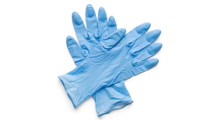 Fototapeta premium Pair of Blue Nitrile Medical Gloves for Hygiene, Laboratory Safety, and Healthcare Protection isolated on White Background