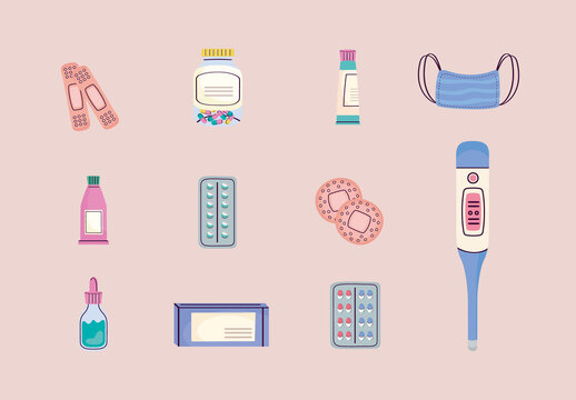 Medical Equipments Illustration Set