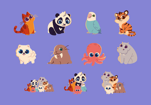 Cute Animal Illustration Set