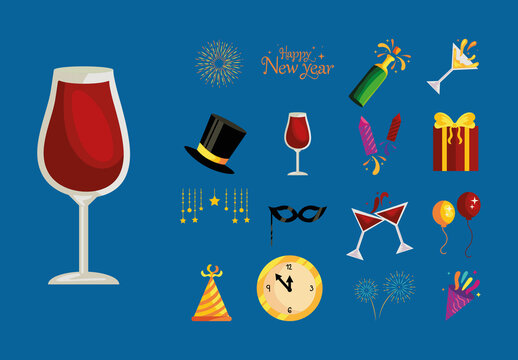 Happy New Year Illustration Set