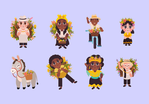 Medellin Flowers Illustration Set