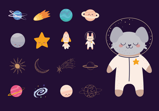 Milky Way Illustration Design Set