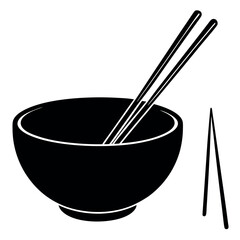 A simple black and white illustration of a bowl  
