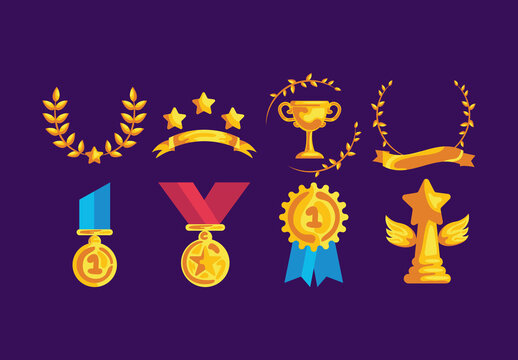 Star And Ribbon Illustration Set