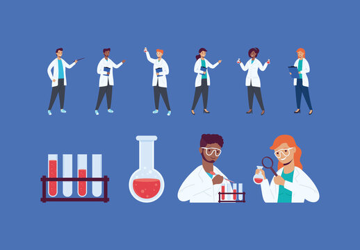 Flat Laboratory Illustration Set