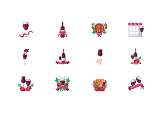 Wine Celebration Illustration Set