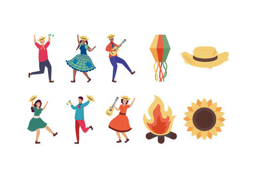 Folk Dance Festival Illustration Set 