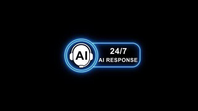 A i response 24/7 neon sign artificial intelligence support chatbot interface 24/7 support