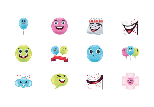 Emoji Balloon Illustration Set