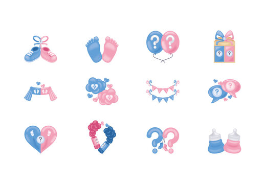 Gender Reveal Illustration Set