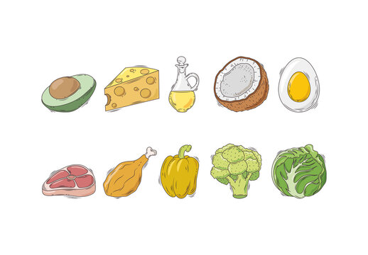 Healthy Food Sketch Illustration Set
