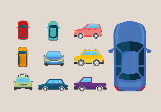 Parking Cars Illustration Set