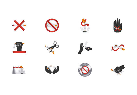 No Smoking Awareness Illustration Set