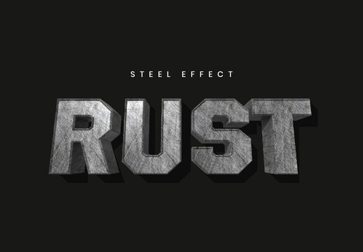 Rusty Industrial 3D Steel Text Effect