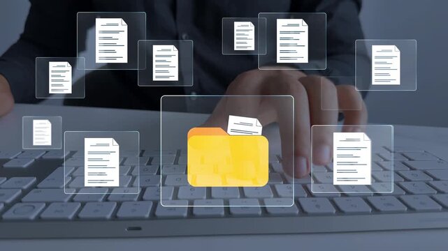 Online documentation database and document management system with secure archiving and organized folders for business data management.Automated process for efficient file and documentation storage.