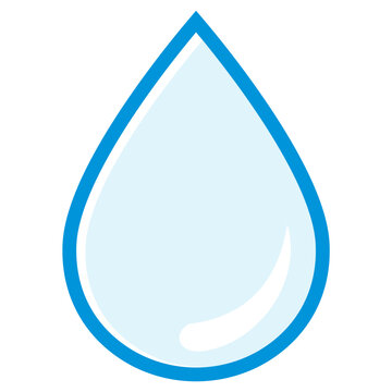 Water drop flat design icon representing water resource, hydration and clean environment