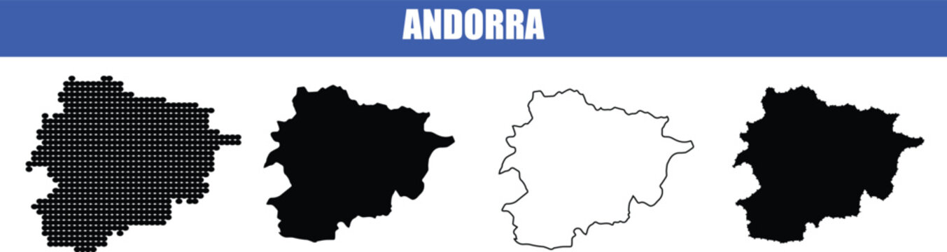 Andorra map vector country silhouette illustration background concept, collection of andorra map, simple map black and white vector